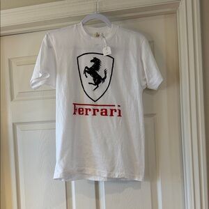 Ferrari Vintage T-Shirt in White with Red Logo Sz M.